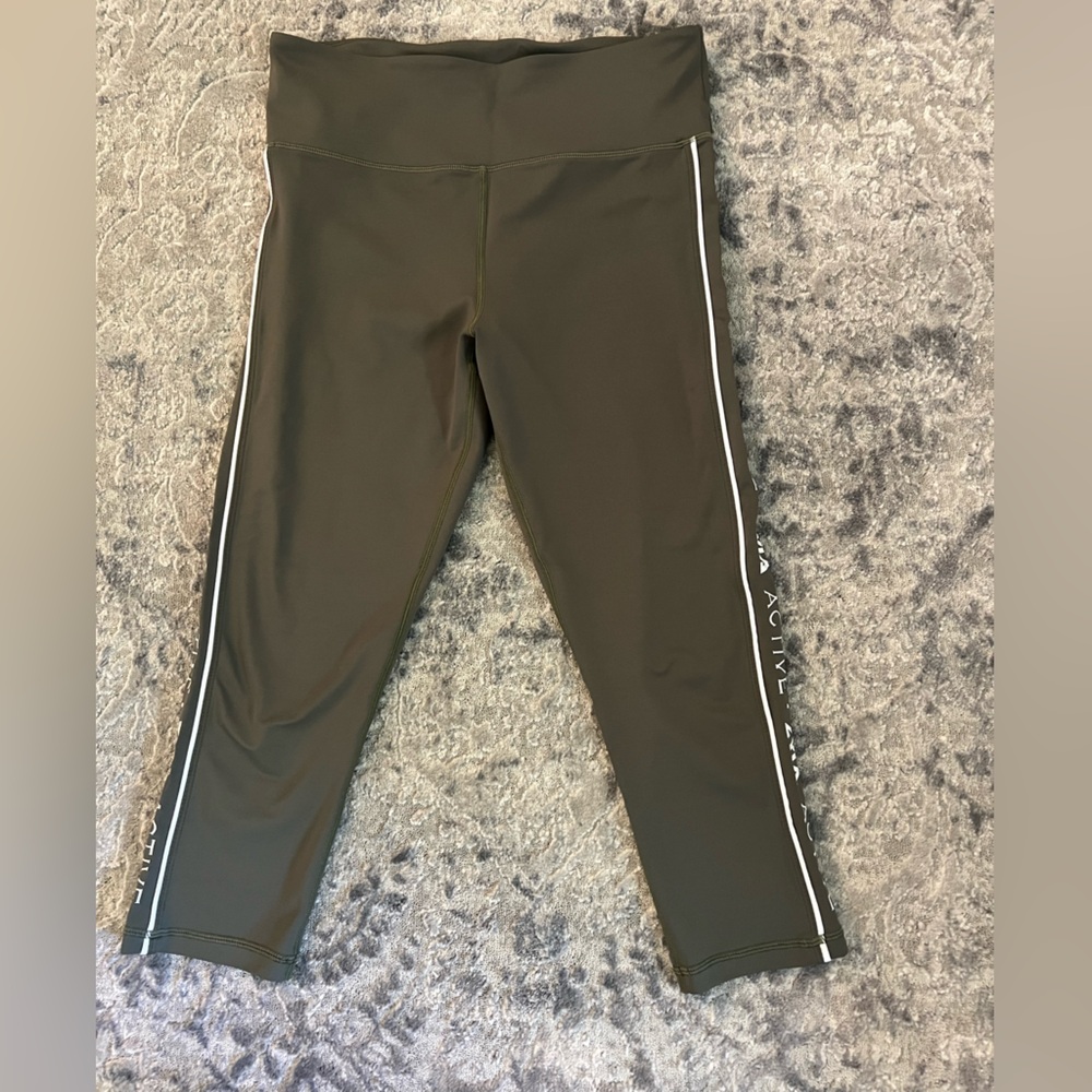 Active USA Olive Leggings with White Accents